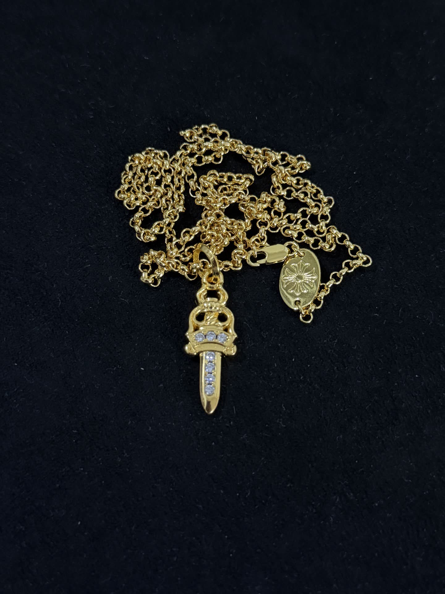 Chrome Hearts Gold Sword Pendant Necklace